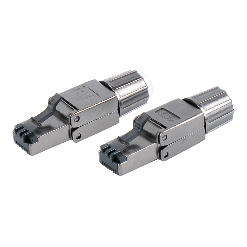Hebilla metálica blindada Cat8Conector RJ45 sin herramientas RJ-G40S-2-C8
