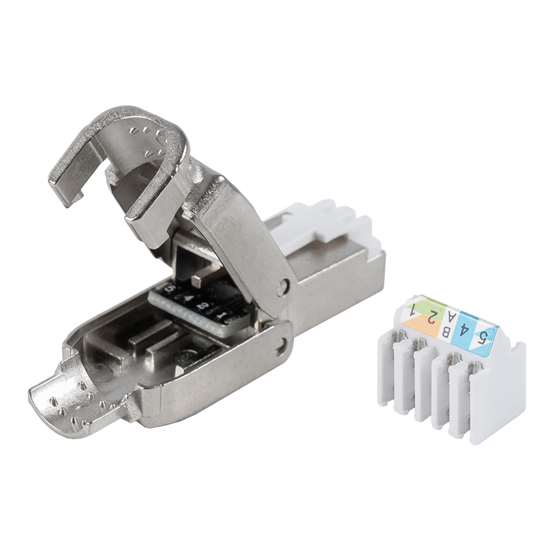 Conector sin herramientas tipo push-down blindado Cat6A RJ-602S-1-C6A