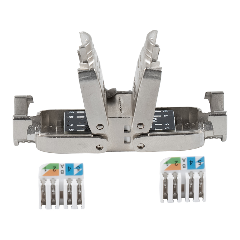 Conector sin herramientas tipo push-down blindado Cat6A RJ-603S-3-C6A