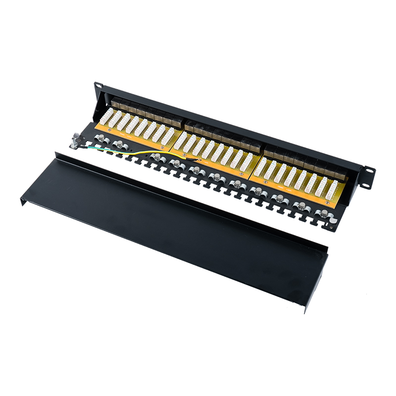 Panel de conexión de 24 puertos blindado 1U de 19 pulgadas de categoría 6 SP-3217SK24-C6A