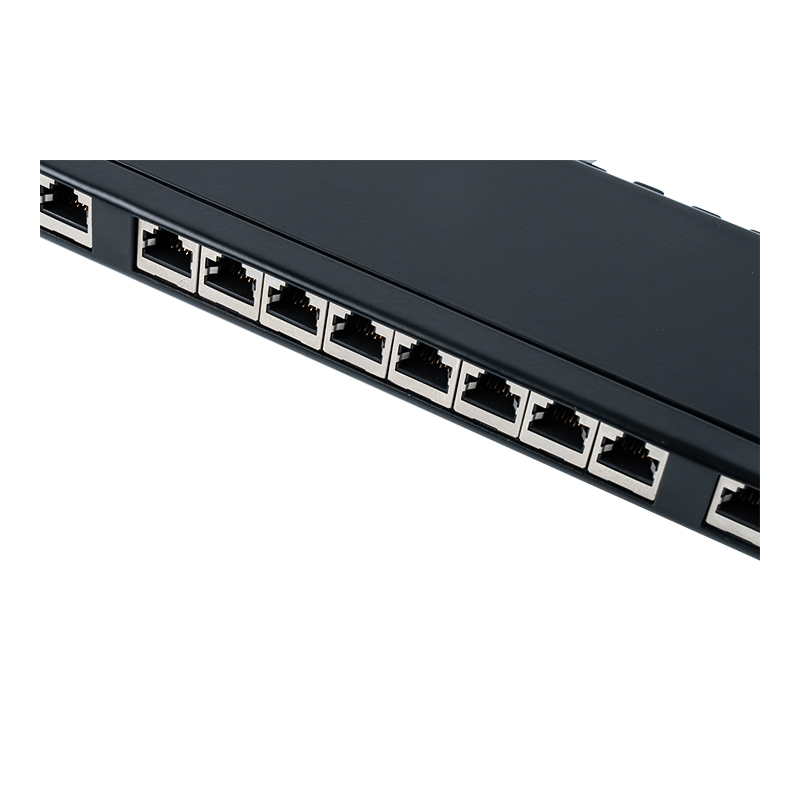 Panel de conexión de 24 puertos blindado 1U de 19 pulgadas de categoría 6 SP-3217SK24-C6A