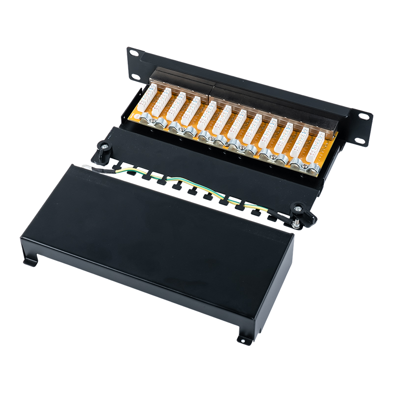Panel de conexión de 12 puertos blindado 1U de 10 pulgadas de categoría 6 SP-3250SK12-C6