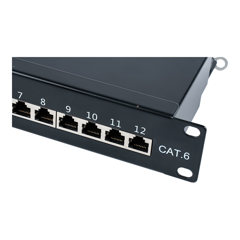 Panel de conexión de 12 puertos blindado 1U de 10 pulgadas de categoría 6 SP-3250SK12-C6