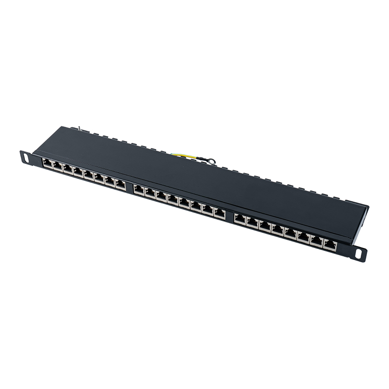Panel de conexión Cat6e de 19 pulgadas con protección de 0,5 U y 24 puertos SP-3262SK24-C6A