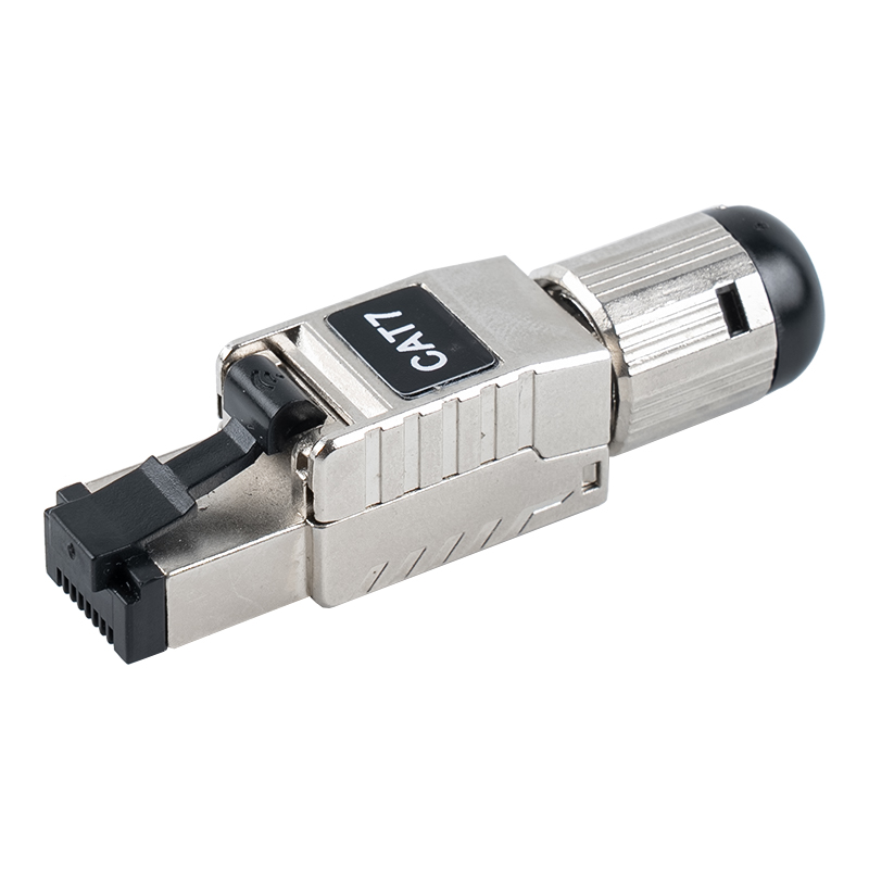 Conector RJ45 sin herramientas blindado Cat7 (con clip de resorte de plástico negro) RJ-G60S-1-C7