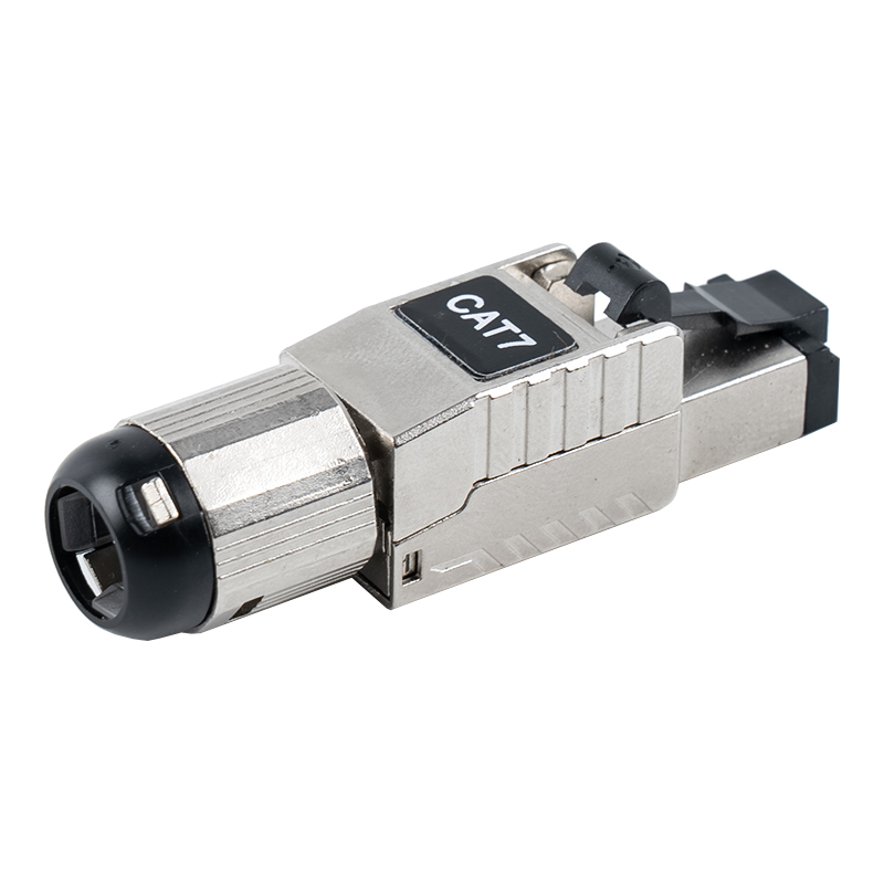 Conector RJ45 sin herramientas blindado Cat7 (con clip de resorte de plástico negro) RJ-G60S-1-C7