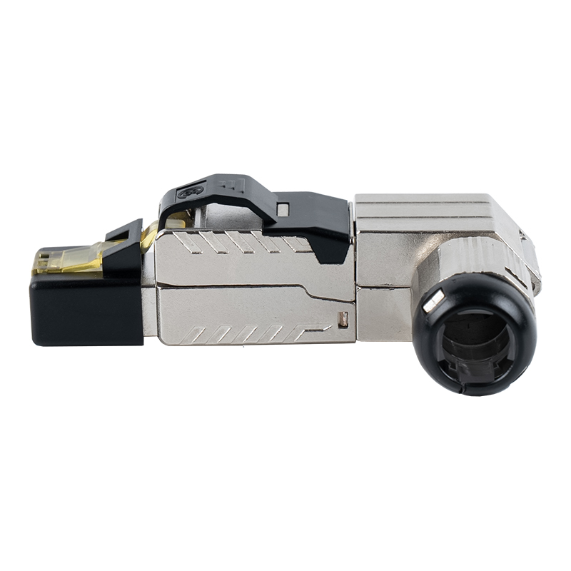 Conector RJ45 sin herramientas blindado Cat7 (ángulo de 90 grados en el extremo) RJ-G90S-1-C7