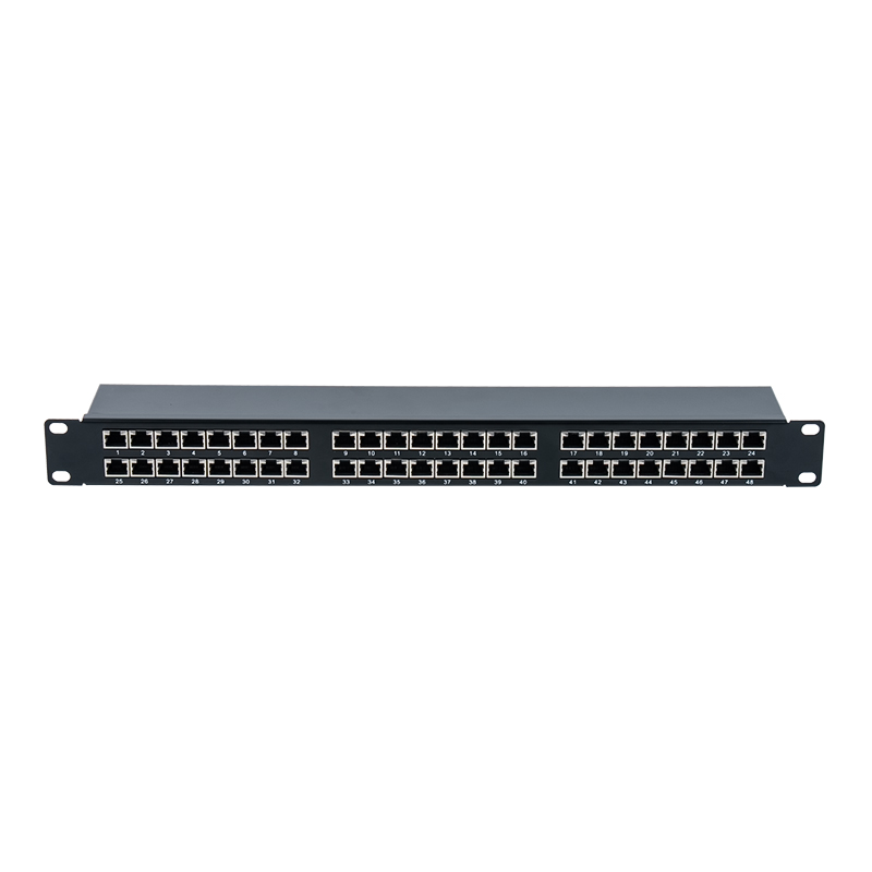 Panel de conexión Cat6e de 48 puertos blindado 1U de 19 pulgadas SP-3262SK48-C6A