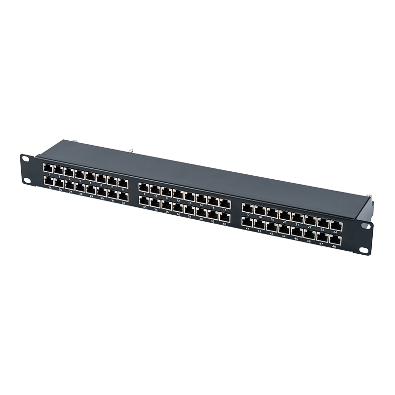 Panel de conexión Cat6e de 48 puertos blindado 1U de 19 pulgadas SP-3262SK48-C6A
