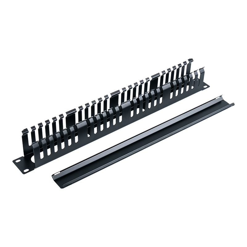 Panel de gestión de cables de plástico 1U de 19 pulgadas (24 ranuras con cubierta) SP-3802-1U